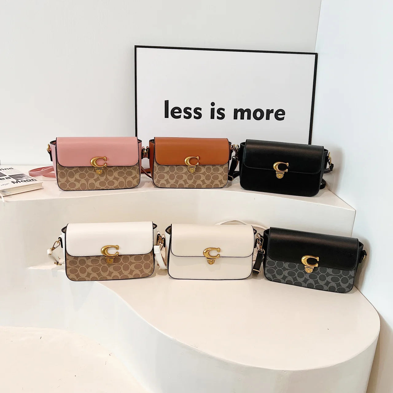 COACH Old Flower Classic Small Square Bag with Chic Color Matching Shoulder Messenger Bag for Fashion Enthusiasts FREE Shipping