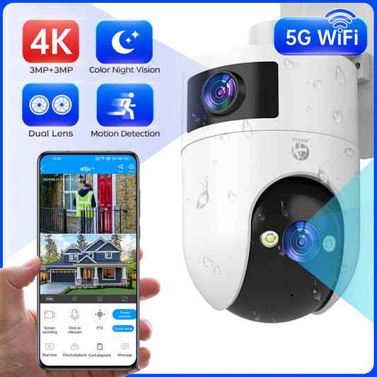 4K PTZ IP Camera Outdoor Waterproof Dual Lens 5G WiFi Security Camera Auto Tracking Video Surveillance Camera Baby Monitor FREE Shipping