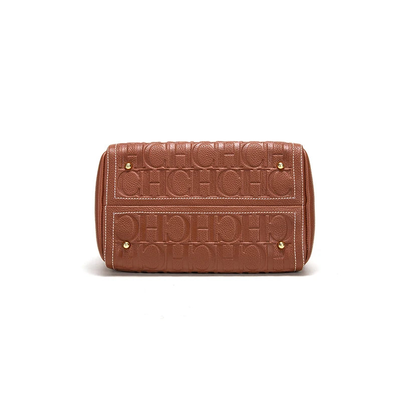 New Large Capacity Women's Handbag Unique and Exquisite Letter Printing Lock Buckle Accessories Solid Color Simplicity