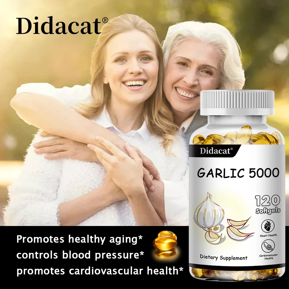 Garlic Extract 5000 Mg Antioxidant Supplement Supports Immune System Balances Cholesterol Promotes Heart Health 120 Capsules FREE SHIPPING