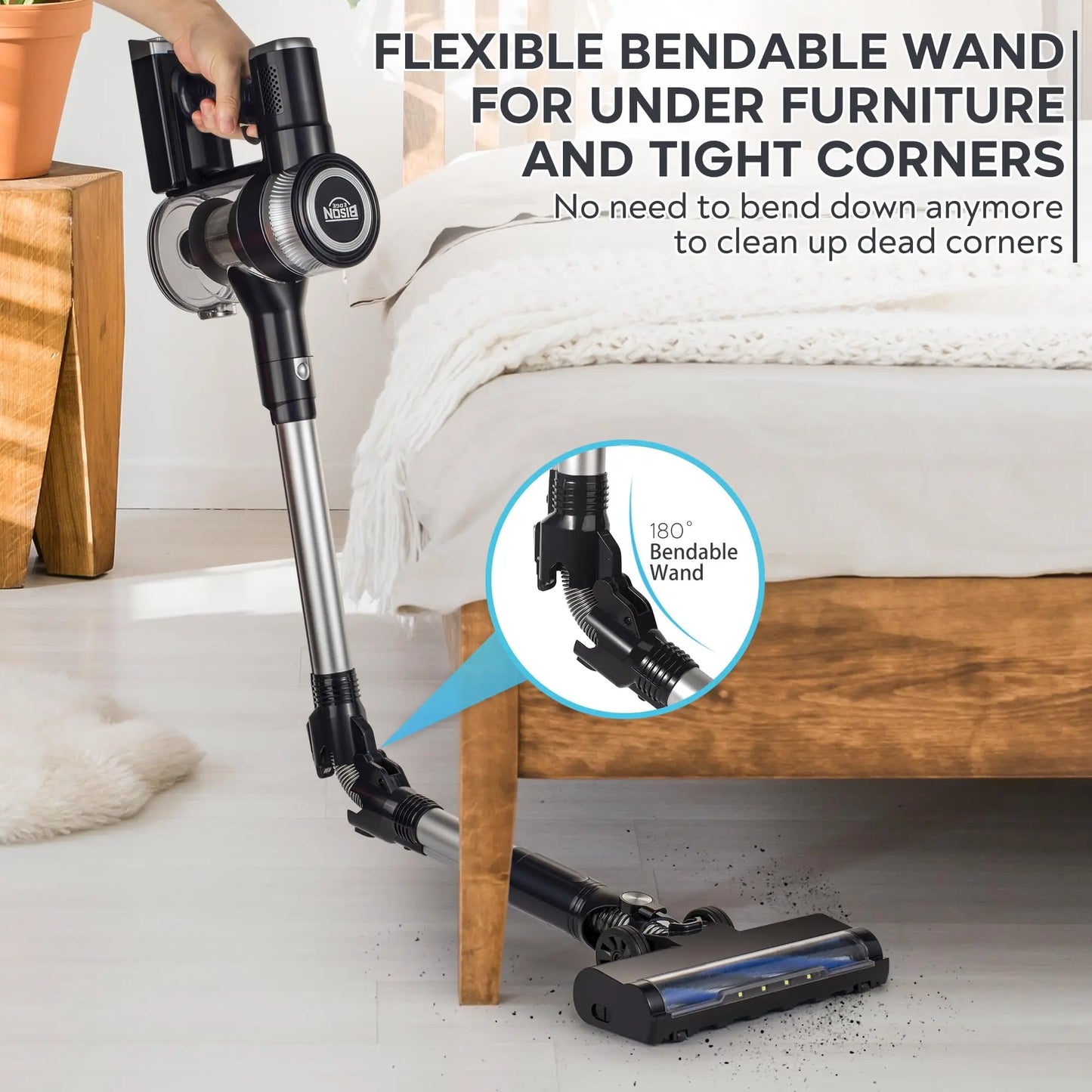 Bison Edge Cordless Vacuum Cleaner 6-in-1 Bendable 35kPA With Brushless Motor Home Car Portable Carpet Machine Vacuum Cleaner FREE Shipping