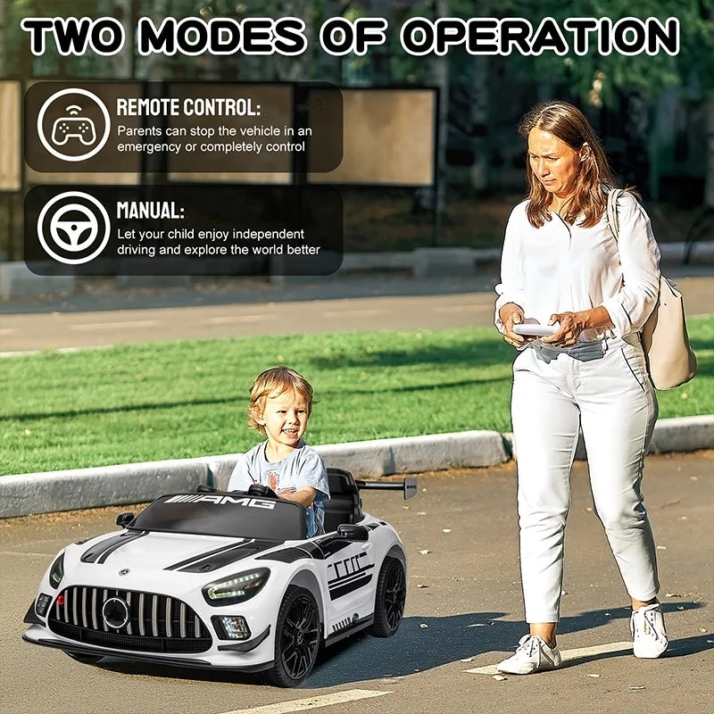 12V Licensed Mercedes-Benz GT3 Kids Ride on Car, Electric Vehicles for Kids Gifts,Ride on Toys with Remote Control, Music