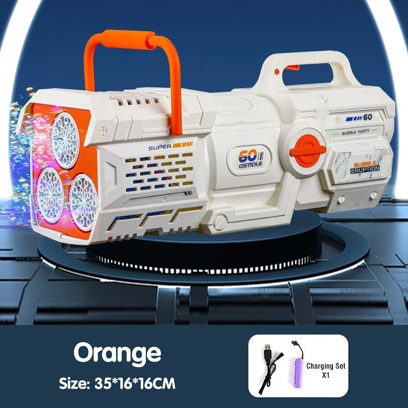 60 Holes Bubble Gun LED Light Electric Automatic Rocket Soap Bubble Machine Toys for Kids Outdoor Wedding Party Children's Gifts FREE Shipping