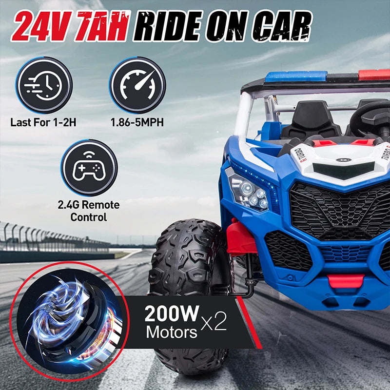 24V Kids Ride On Toy Car 7A Electric Vehicle UTV Car Toys for Ages 3-8 Kids Gifts with Parents Remote Control Speed Adjustable