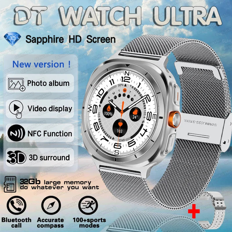 New Galaxi Watch 7 Ultra Smart Watch Men 32GB Memory Video GPS NFC 47mm AMOLED Fitness Tracker Health Smartwatch For Samsung