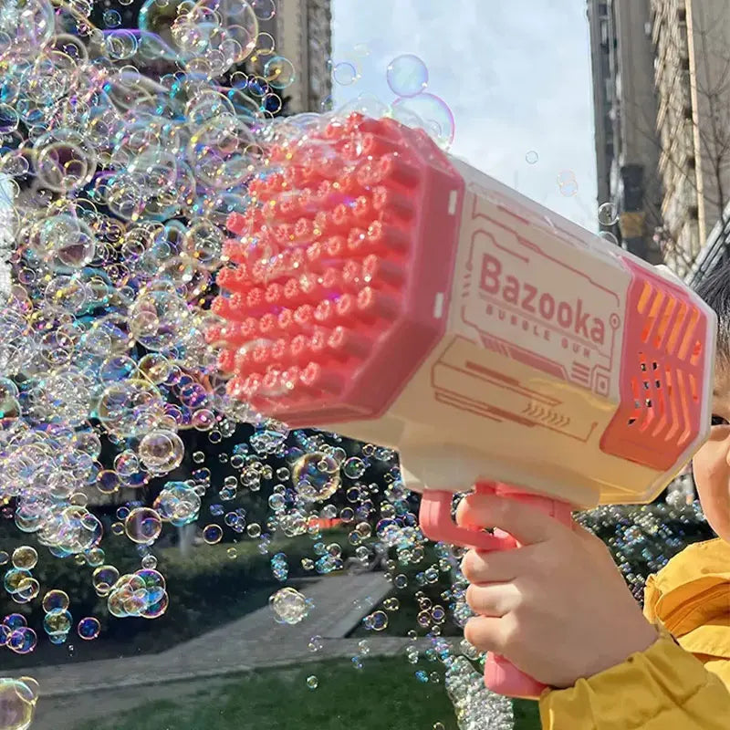 Bazooka Bubble Gun Kids Toys Rocket 69 Holes Soap Bubbles Machine Gun Shape Automatic Blower With Light Pomperos Outdoor Toy Gifts Party FREE Shipping