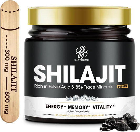 Shilajit Pure Himalayan Organic Resin - Gold Grade Shilajit Resin with Fulvic Acid & 85+ Trace Minerals Complex for Energy Free Shipping
