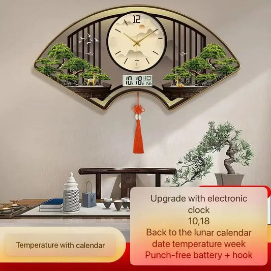 Modern fan-shaped electronic clock wall clock, living room, dining room, bedroom decoration painting, lighting wall clock FREE Shipping