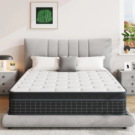 12 Inch Queen Mattress,Queen Size Mattresses in a Box, Individually Wrapped Pocket Coils for Isolate Motion,Pressure Relief, free shipping