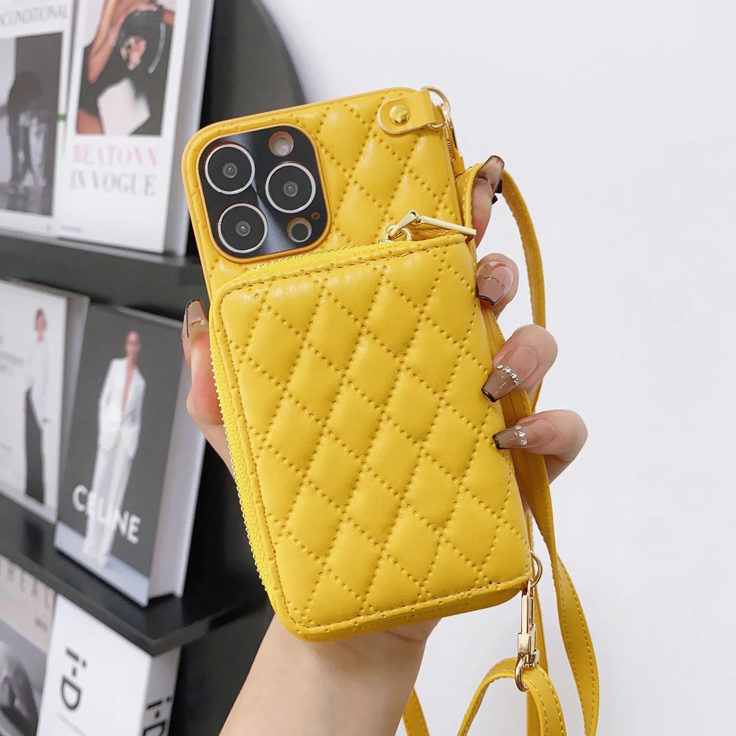 Zipper Wallet Leather Purse Case for iPhone 15 16 Pro Max 14 Plus 13 11 12 Crossbody Lanyard Shoulder Cards Holder Cosmetic Bag FREE Shipping