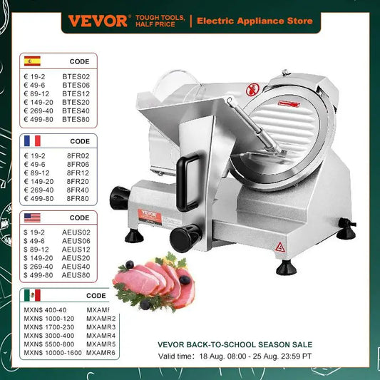 VEVOR Meat Slicer 200W/240W/320W/340W Electric Deli Food Slicer Adjustable Thickness for Commercial and Home Use Cut Meat Cheese