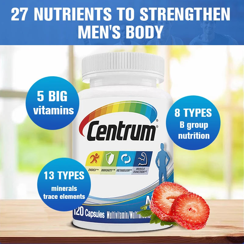 Centrum Multivitamin for Men and Mineral Supplements, Energy Support, Muscle Mass, Immune System, Antioxidants FREE SHIPPING