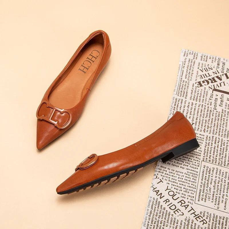 Pointed Toe Design Pure Simple Women's Flat Shoes Wear Comfortable Fashion Solid Women's Casual Shoes Vintage Classic
