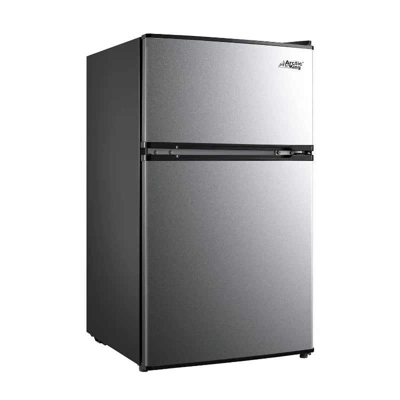 Arctic King 3.2 Cu ft Two Door Mini Fridge with Freezer, Stainless Steel, E-Star FREE Shipping