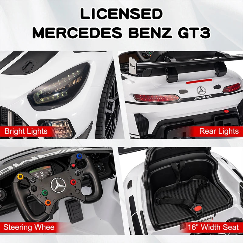 12V Licensed Mercedes-Benz GT3 Kids Ride on Car, Electric Vehicles for Kids Gifts,Ride on Toys with Remote Control, Music