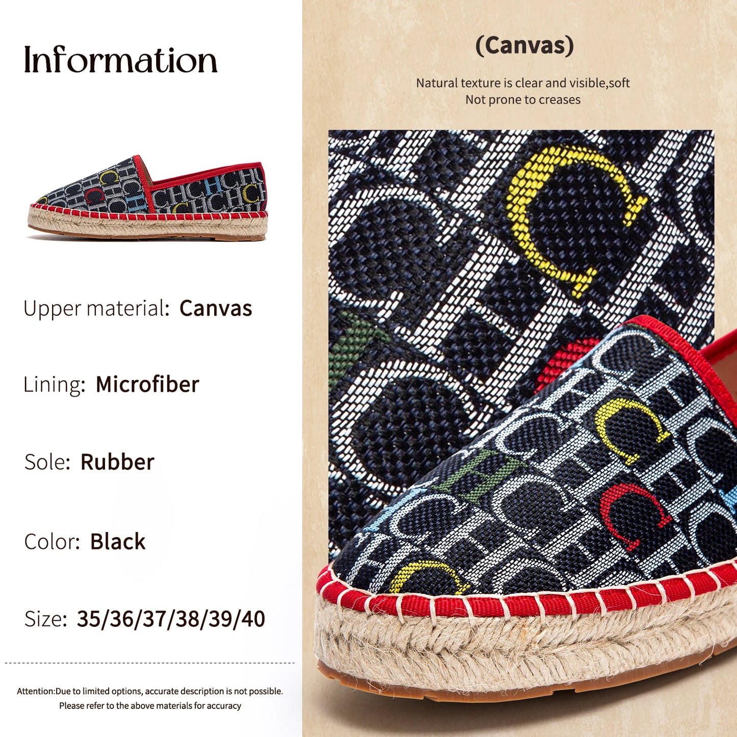 Carolina Herrera Women's Beach Shoes Spring New Fabric Handmade Hemp Bottom Flat Shoes Anti slip Walking Shoes FREE Shipping