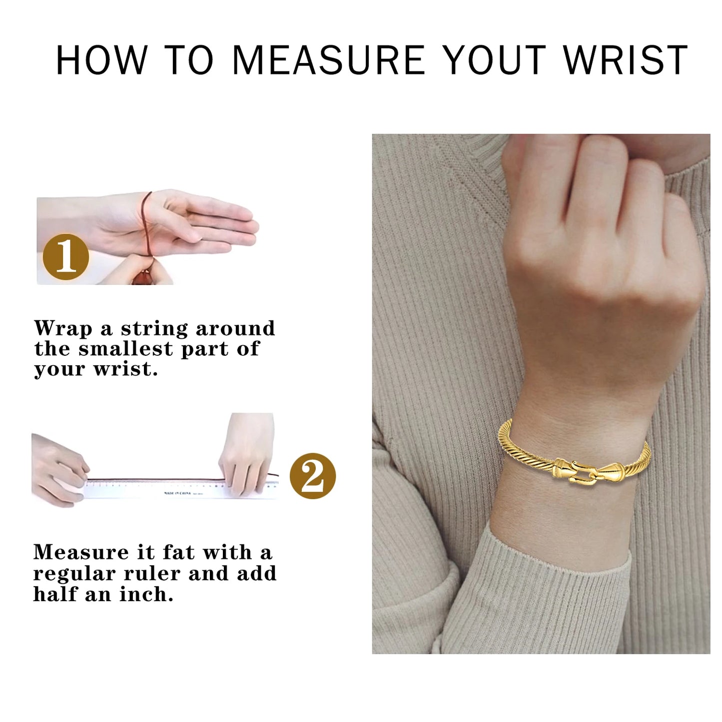 Stainless Steel Twisted Cable Wire Bracelets with Hook Clasp Stylish Roman Digital Bangle Bracelet for Women Girls