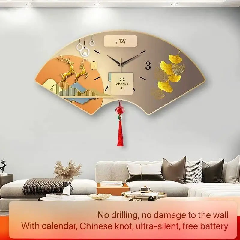 Modern fan-shaped electronic clock wall clock, living room, dining room, bedroom decoration painting, lighting wall clock FREE Shipping