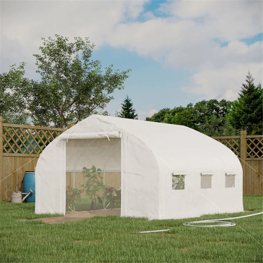 11.4'  x 9.8' x 6.6' Outdoor Walk-in Greenhouse, Tunnel GreenHouse with Roll-up Windows, Zippered Door, PE Cover Steel Frame Free Shipping