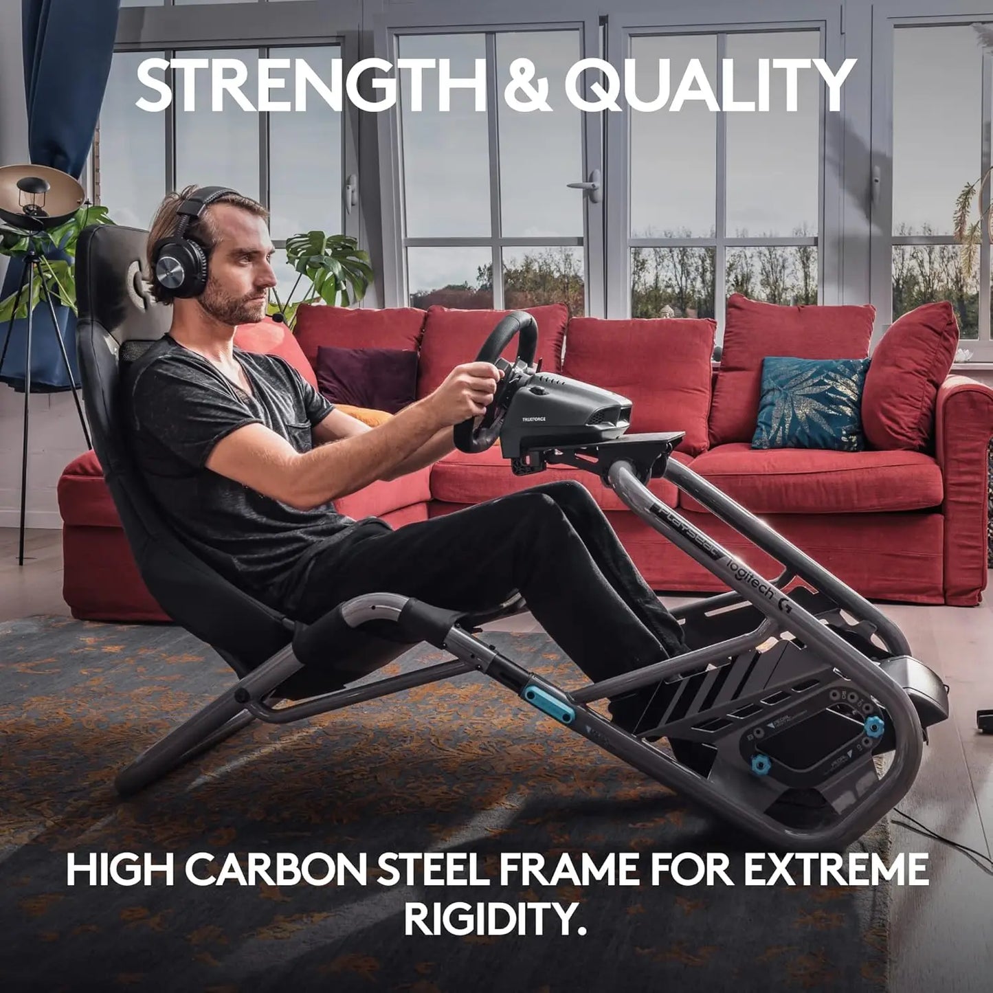 Trophy - Logitech G Edition Sim Racing Cockpit Fully Adjustable Supports all Direct Drive Steering Wheels  Lightweight & Robust FREE Shipping