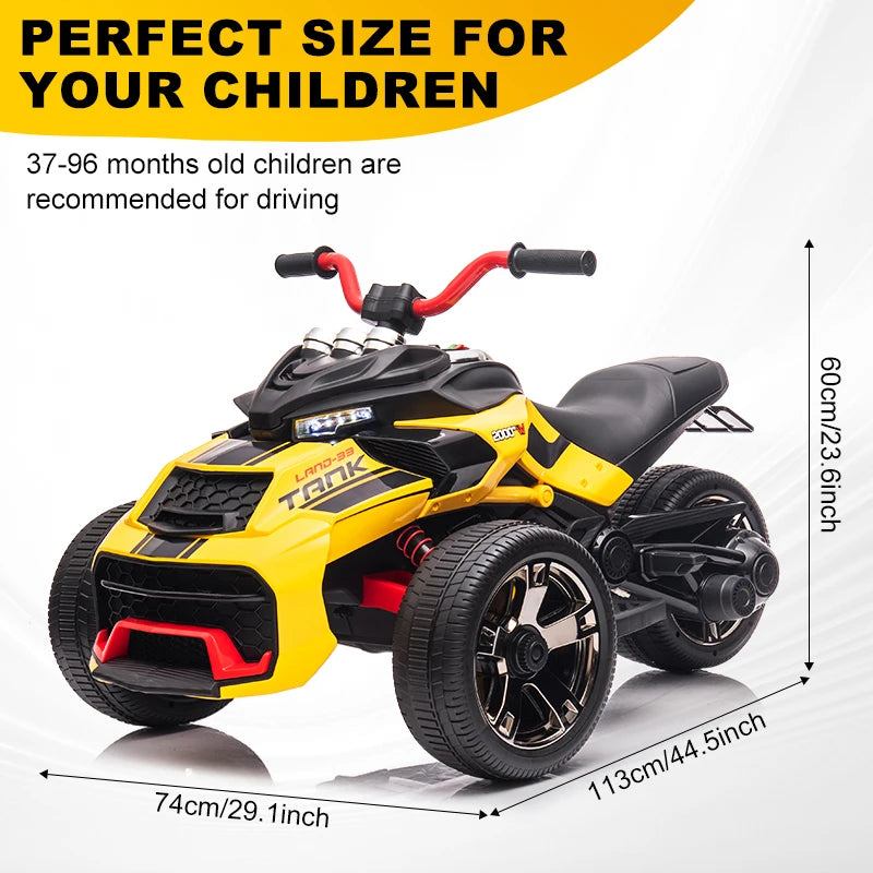 12V Kids ATV Ride On Toy Three-Wheel Electric Vehicle for 3-8y Kids Gifts Battery Powered Car Toys with Lights,Music
