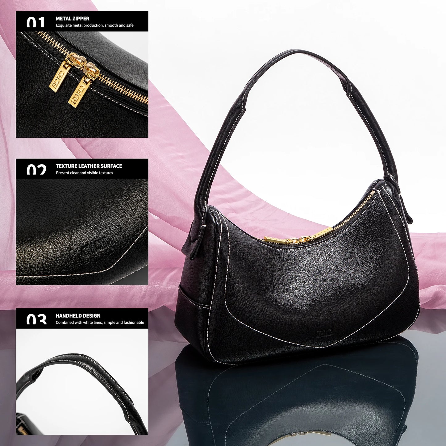 CHCH Women's Handbag 2025 New Car Seam Dumpling Bag Fashion Women's Shoulder Bag