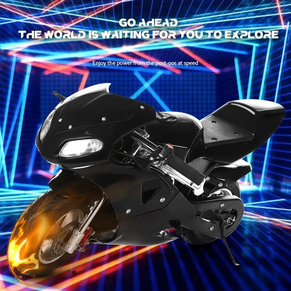 High Brightness Dual Headlights Mini Motorcycle 2-Stroke 49cc Over 12 Years Old Kids Pocket Gas Motorbike Motorcycle Toy