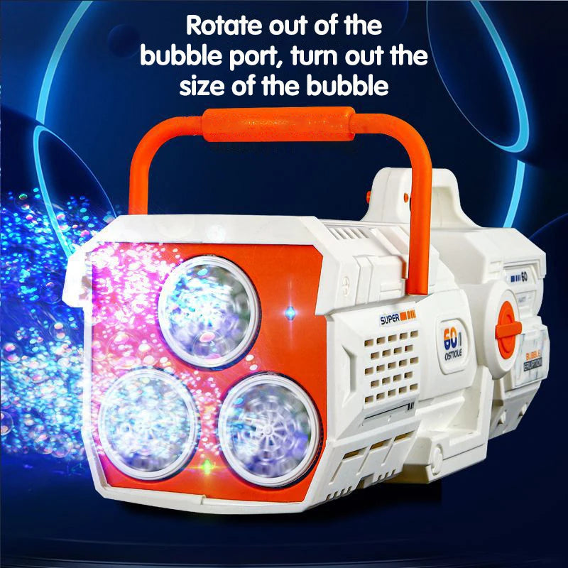 60 Holes Bubble Gun LED Light Electric Automatic Rocket Soap Bubble Machine Toys for Kids Outdoor Wedding Party Children's Gifts FREE Shipping