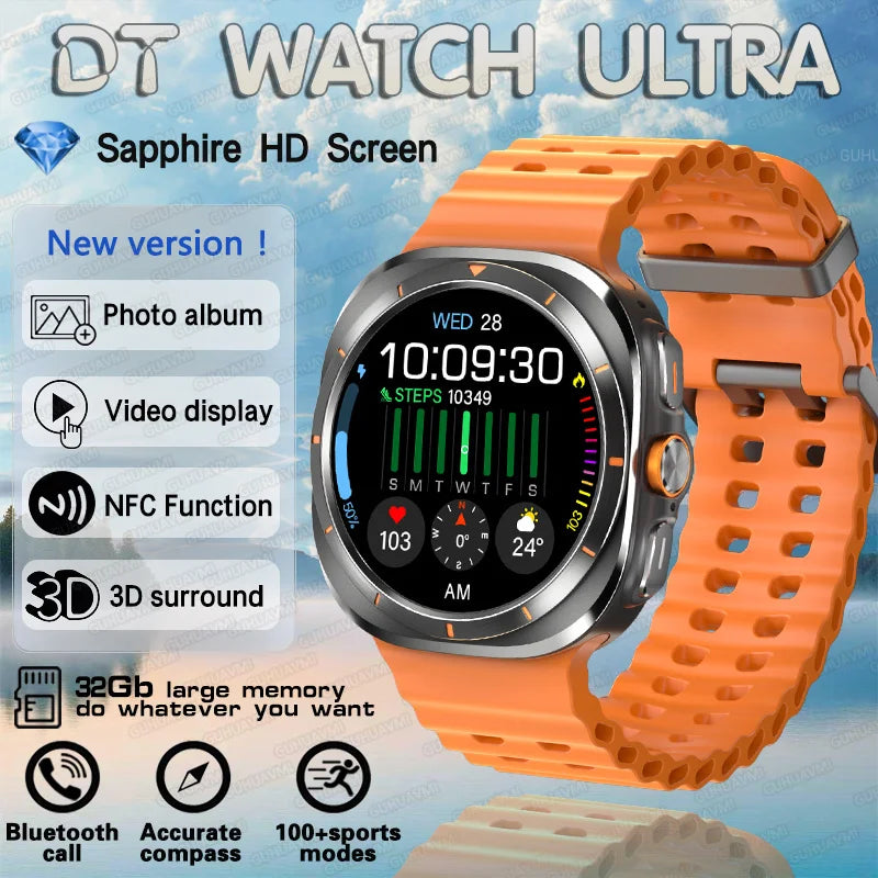 New Galaxi Watch 7 Ultra Smart Watch Men 32GB Memory Video GPS NFC 47mm AMOLED Fitness Tracker Health Smartwatch For Samsung