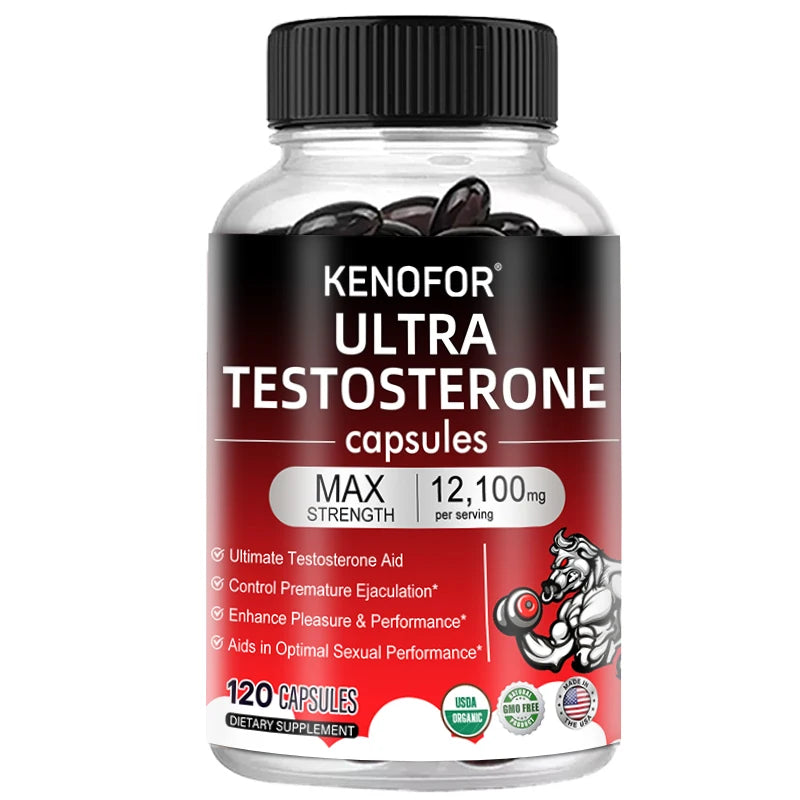 MEGA MEN ULTRA TESTOSTERONE Men's Fitness Enhancer - Supports Improved Efficiency, Speed, Strength, Fatigue Relief, Increased Muscle Mass, 120 Capsules FREE SHIPPING