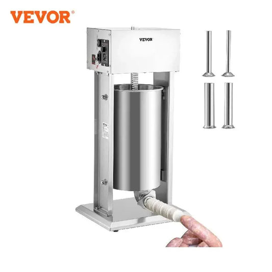 VEVOR Electric 10L/15L Sausage Stuffer Stainless Steel Making Sausage Machine Commercial Grade with 4 Filling Funnel for Home Free Shipping