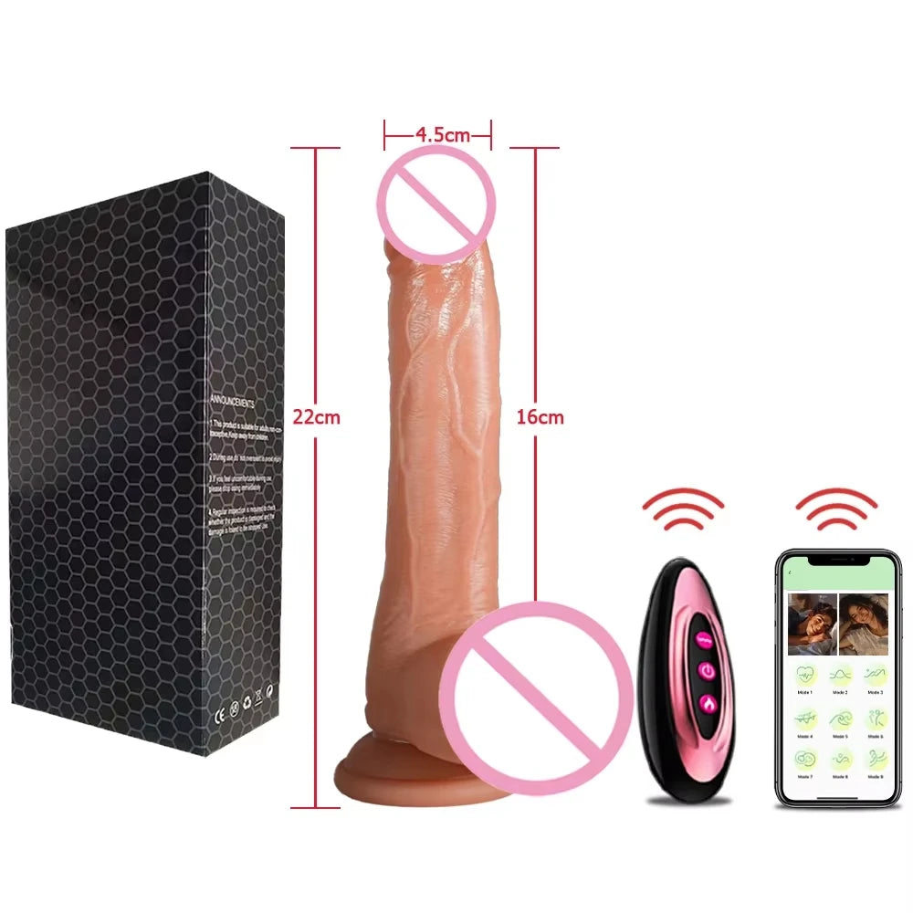 Realistic Dildo Vibrator Telescopic Female APP Remotely Controlled Heating Big Penis Massager Masturbator Adult Sex Toys Women, Pene Vibrador Guevo de plastico FREE Shipping