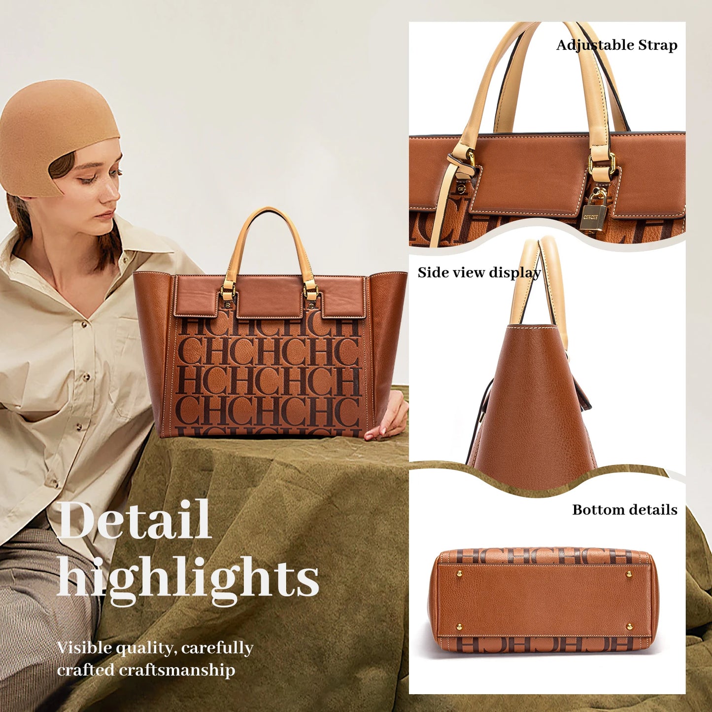 CHCH Women's Handbag 2024 New Brand Embossed Large Capacity Business Wallet