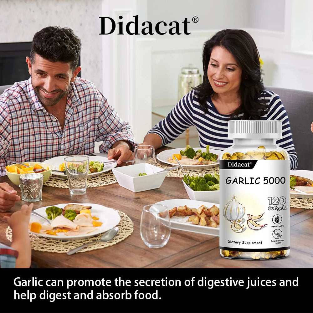 Garlic Extract 5000 Mg Antioxidant Supplement Supports Immune System Balances Cholesterol Promotes Heart Health 120 Capsules FREE SHIPPING