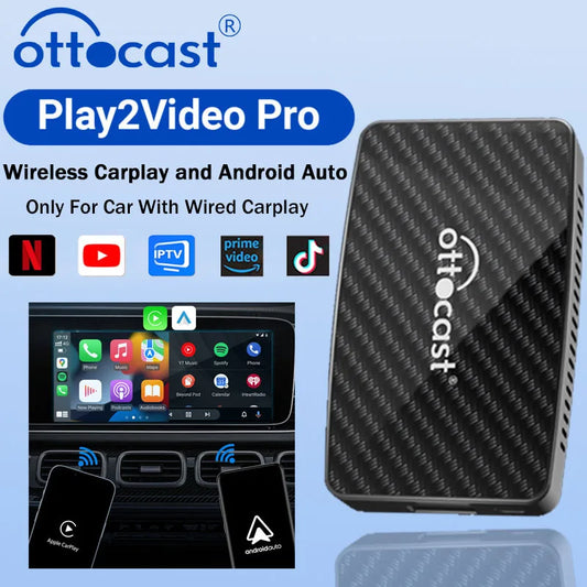 OTTOCAST Play2Video Pro Wireless CarPlay Android Auto Adapter Built in Youtube Netflix IPTV TikTokCar Accessories for Kia Toyota FREE SHIPPING