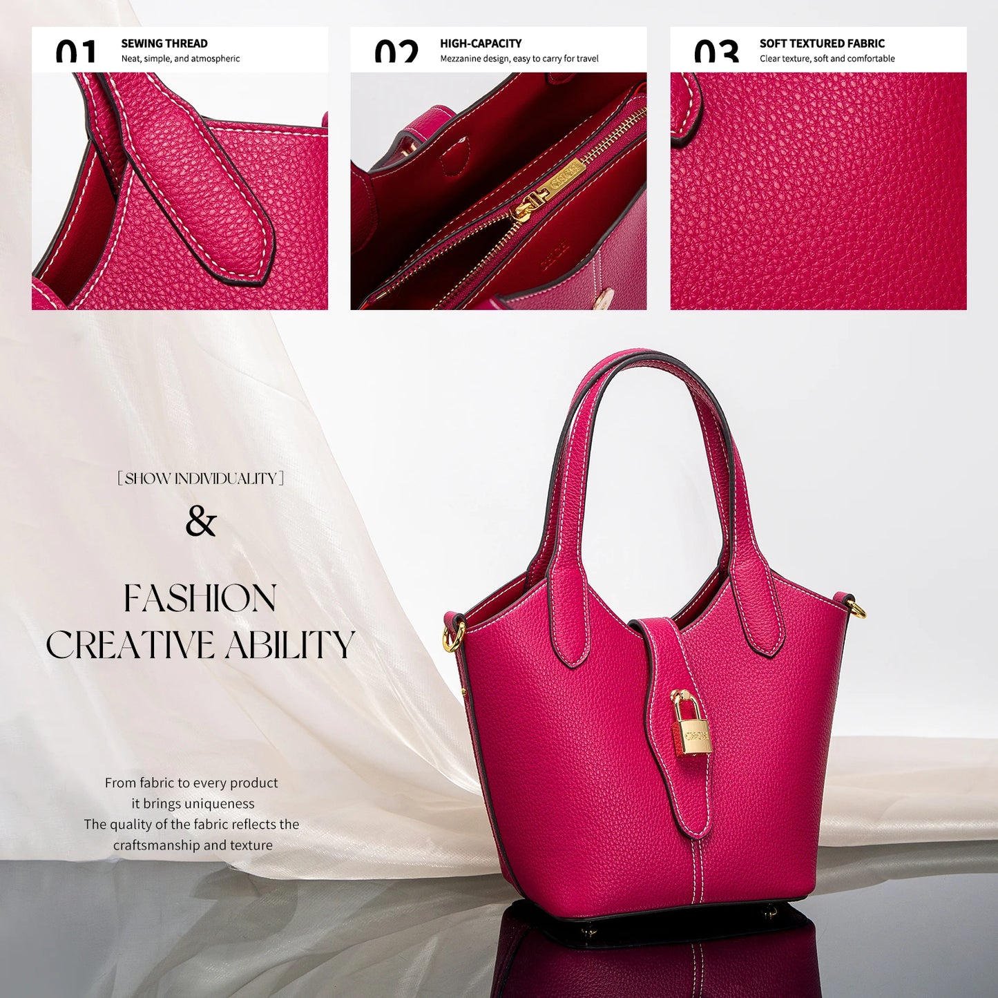 Carolina Herrera Women's Handbag Autumn New Collection Simple Women's Vegetable Basket Handbag FREE Shipping