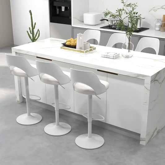 Bar Stools Set of 6 for Kitchen Counter, Seat Height Adjustable 25''-33'', Modern Upholstered Swivel Island Chairs Free Shipping