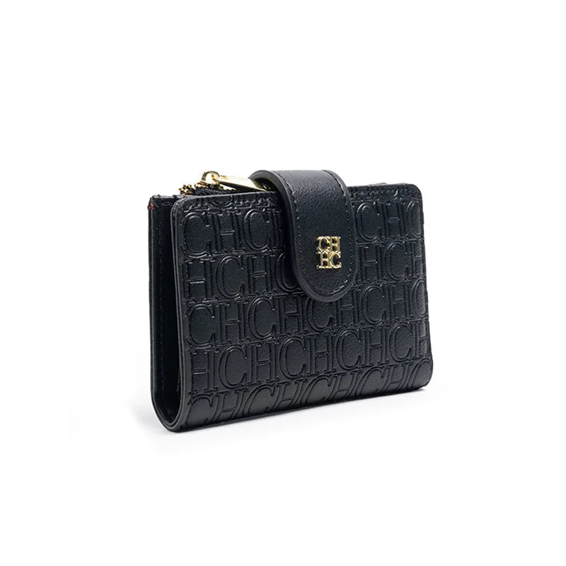 CH Pure Colour Letter Printed Style Women's Card Wallet Premium Simple Design Women's Wallet Fashion Women's Short Wallet