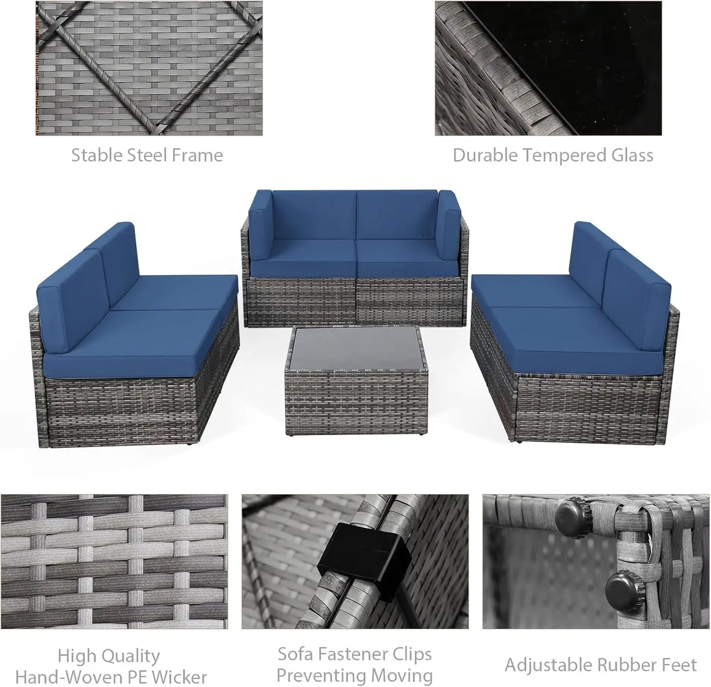 Patio Furniture Set 7 Pieces Patio Conversation Set Outdoor Sectional Wicker Rattan Sofa with All-Weather Cover, Patio Furniture with Pillows Fits Porch Garden Backyard BalconyOutdoor Sectional Furniture Chair Set FREE Shipping