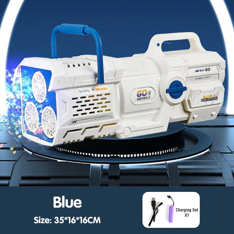 60 Holes Bubble Gun LED Light Electric Automatic Rocket Soap Bubble Machine Toys for Kids Outdoor Wedding Party Children's Gifts FREE Shipping