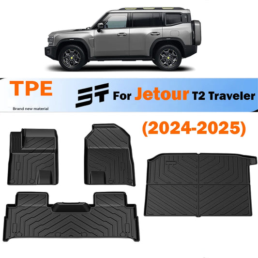 For Jetour T2 Traveler 2024 2025 Floor Mats Trunk Mats, All Weather Waterproof Anti-Slip Front Rear Cargo Liner Mat Foot Pads