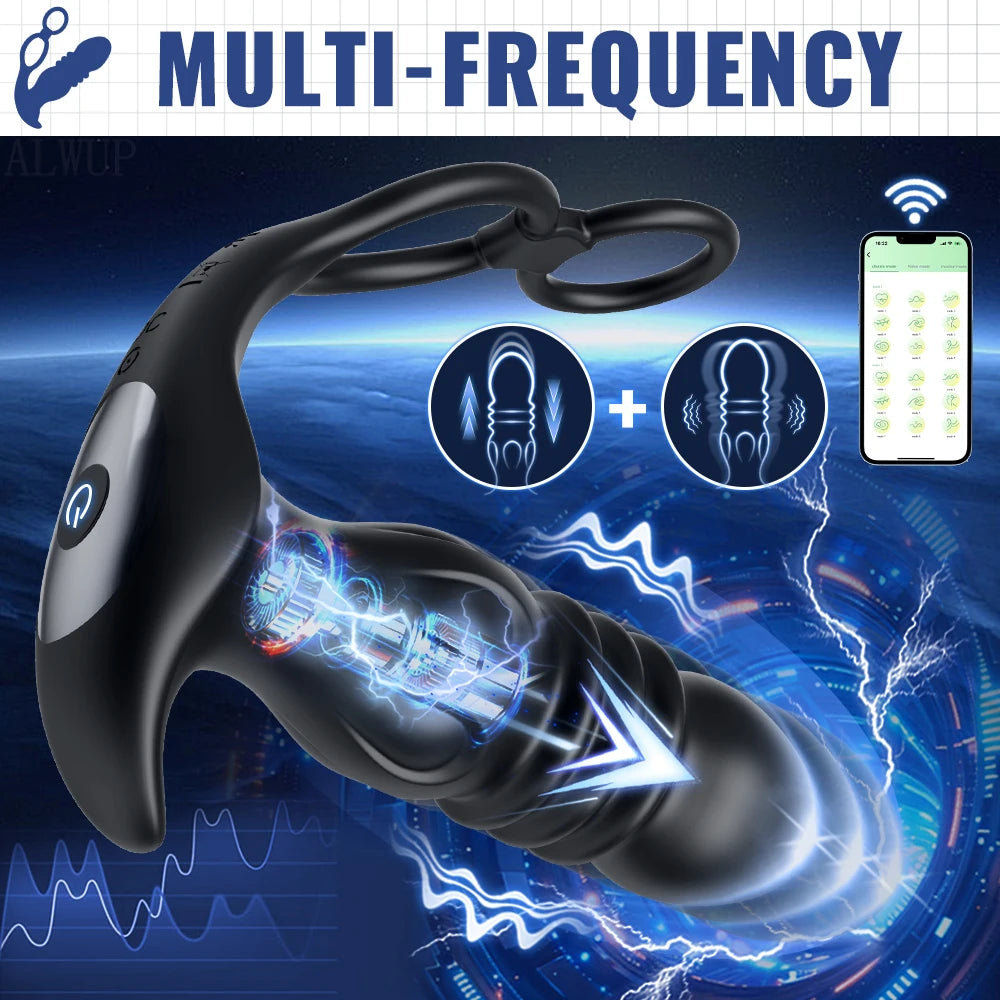 APP Control Male Thrusting Prostate Massager Vibrator for Men Gay Anal Plug Telescopic Butt Plug Female Sex Toy for Adult FREE Shipping