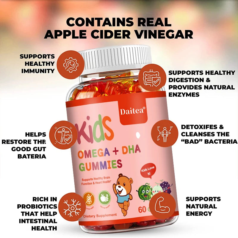 Children's OMEGA+DHA Gummies - Supports The Brain, Joints, Heart, Eyes and Immune System - Contains Omega 3 6 9 + DHA, Vitamin C FREE SHIPPING