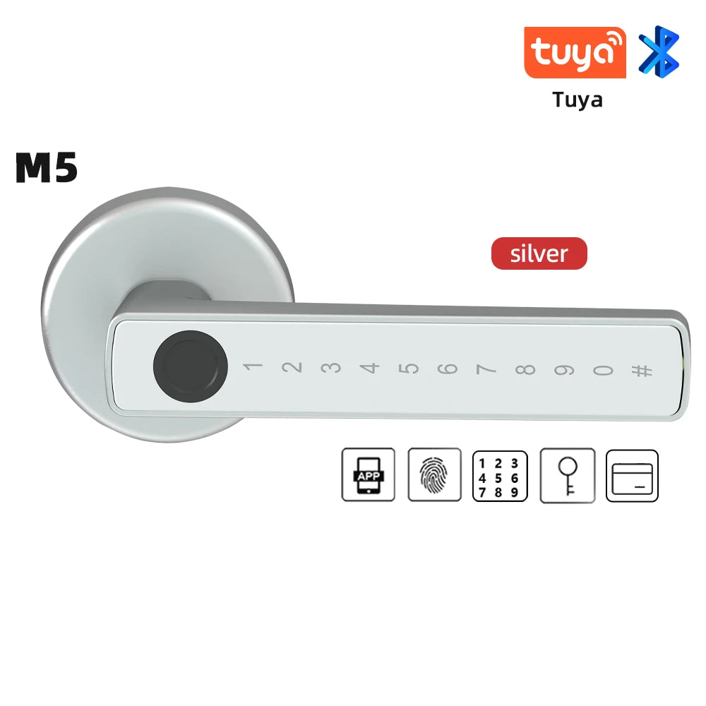 RAYKUBE Tuya BLE Fingerprint Door Lock Digital Electronic Lock with Password/Key/IC Card/ Smartlife/ Tuya APP Unlock