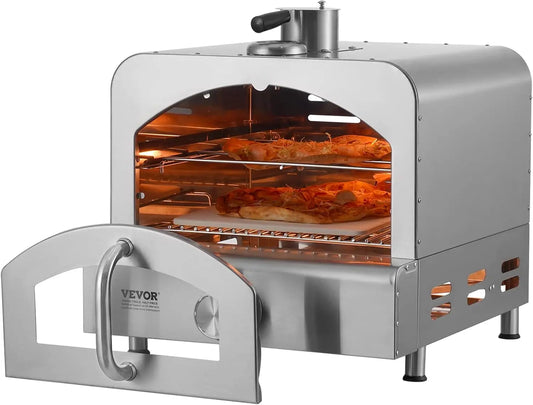 Outdoor Pizza Oven, 2-IN-1 Gas Pizza Maker & Grill, Propane Griller with Pizza Stone, Visual Door and Built-in Thermometer FREE SHIPPING