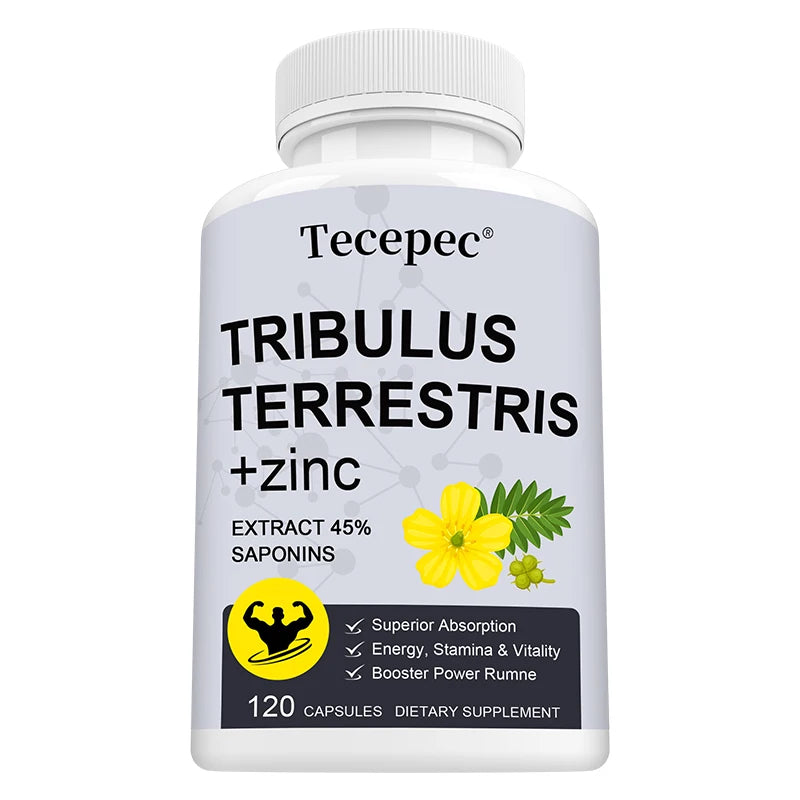 Tribulus + Zinc Supplement - Detoxifying, Skin Metabolism, Immunity, Sleep Support, Energy, Endurance and Vitality