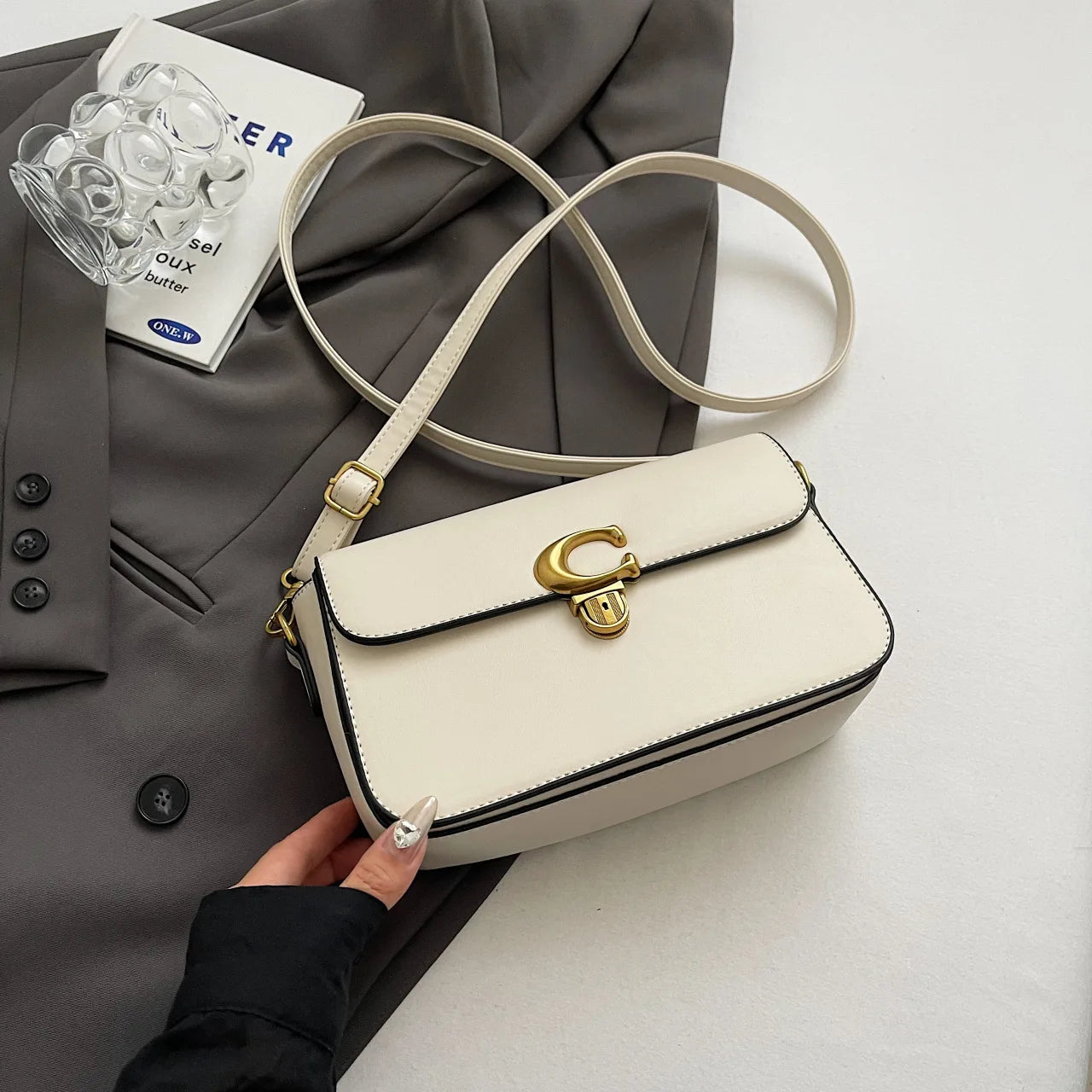 COACH Old Flower Classic Small Square Bag with Chic Color Matching Shoulder Messenger Bag for Fashion Enthusiasts FREE Shipping