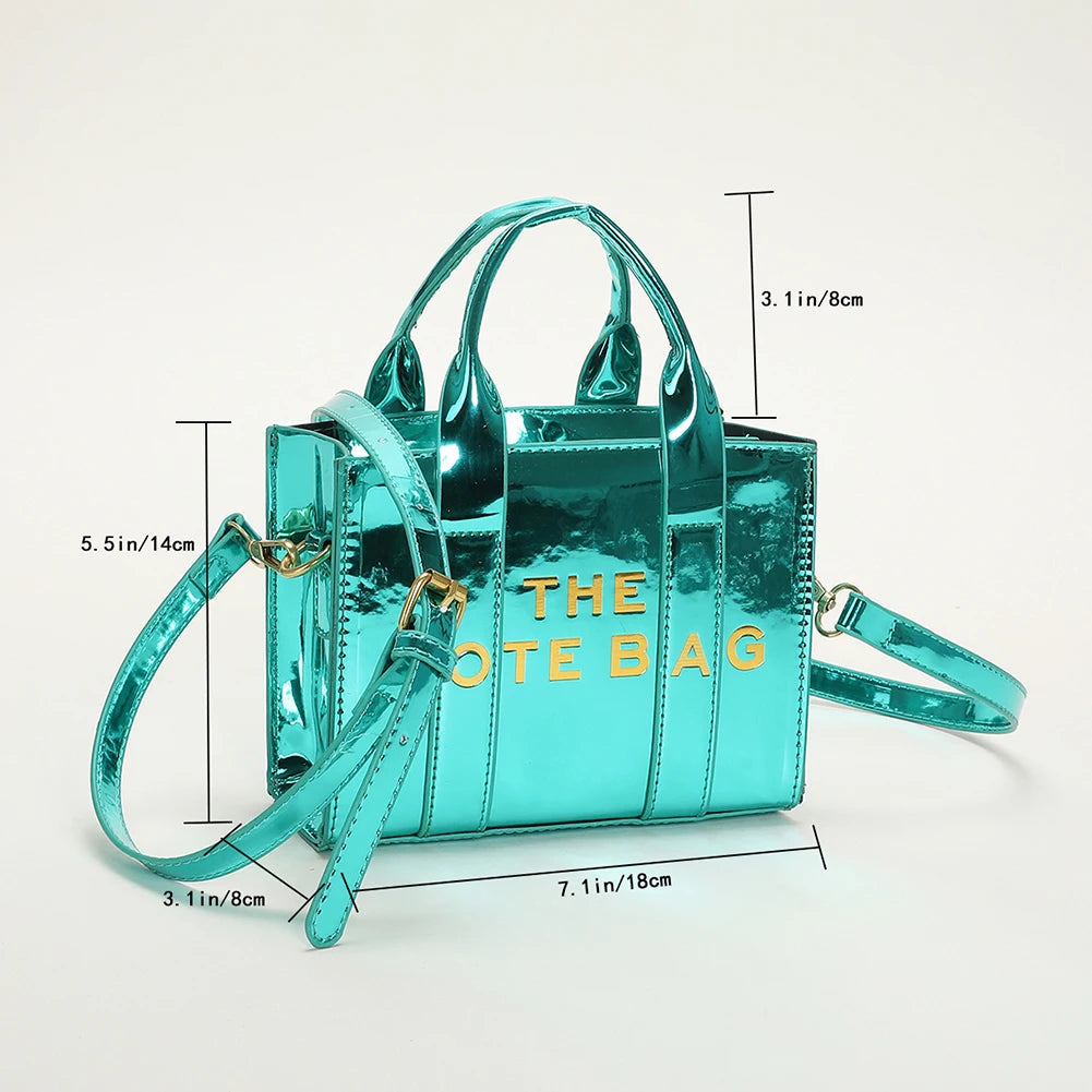 New The Tote Bag Letter Printed Sequins Top-Handle Bag Women Leather Handbag Luxury Designer Glitter Shoulder Crossbody Bag 2023