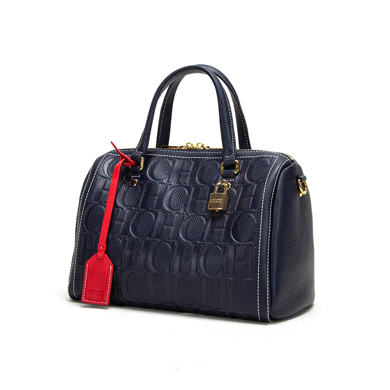 Simple Solid Colour Women's Handbag with Letter Printing Large Capacity Exquisite Craft Lock Accessories