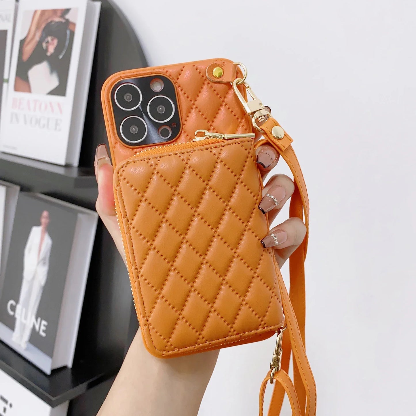 Zipper Wallet Leather Purse Case for iPhone 15 16 Pro Max 14 Plus 13 11 12 Crossbody Lanyard Shoulder Cards Holder Cosmetic Bag FREE Shipping